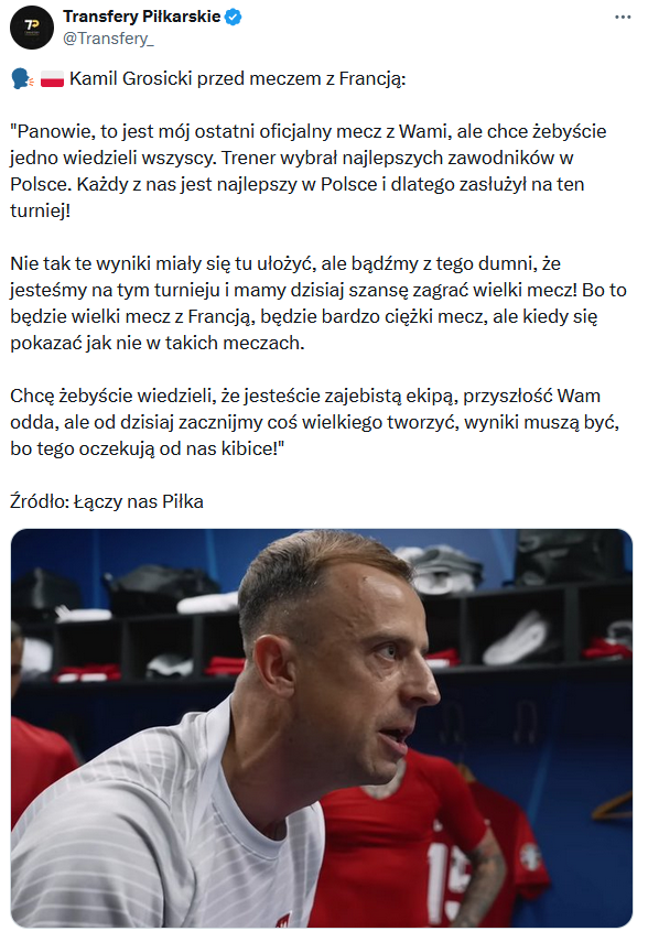 Płomienna PRZEMOWA Kamila Grosickiego przed meczem z Francją!